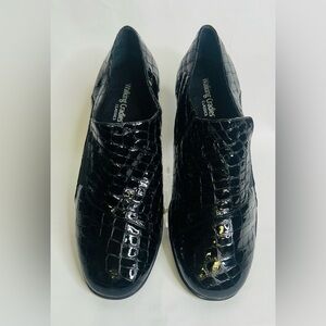 Walking Cradles Classics Comfort Loafers Shoes Black Leather Croc 12 W Embossed